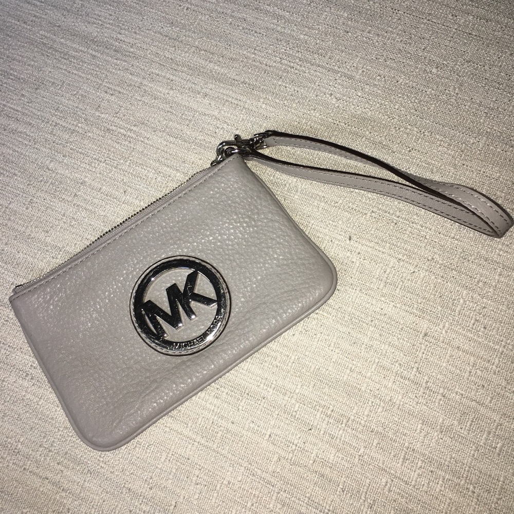 Michael Kors Gray Leather Wristlet